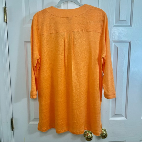Chico's 100% Linen Orange Sequin V-Neck Long Line Tunic Size Large - Picture 6 of 16